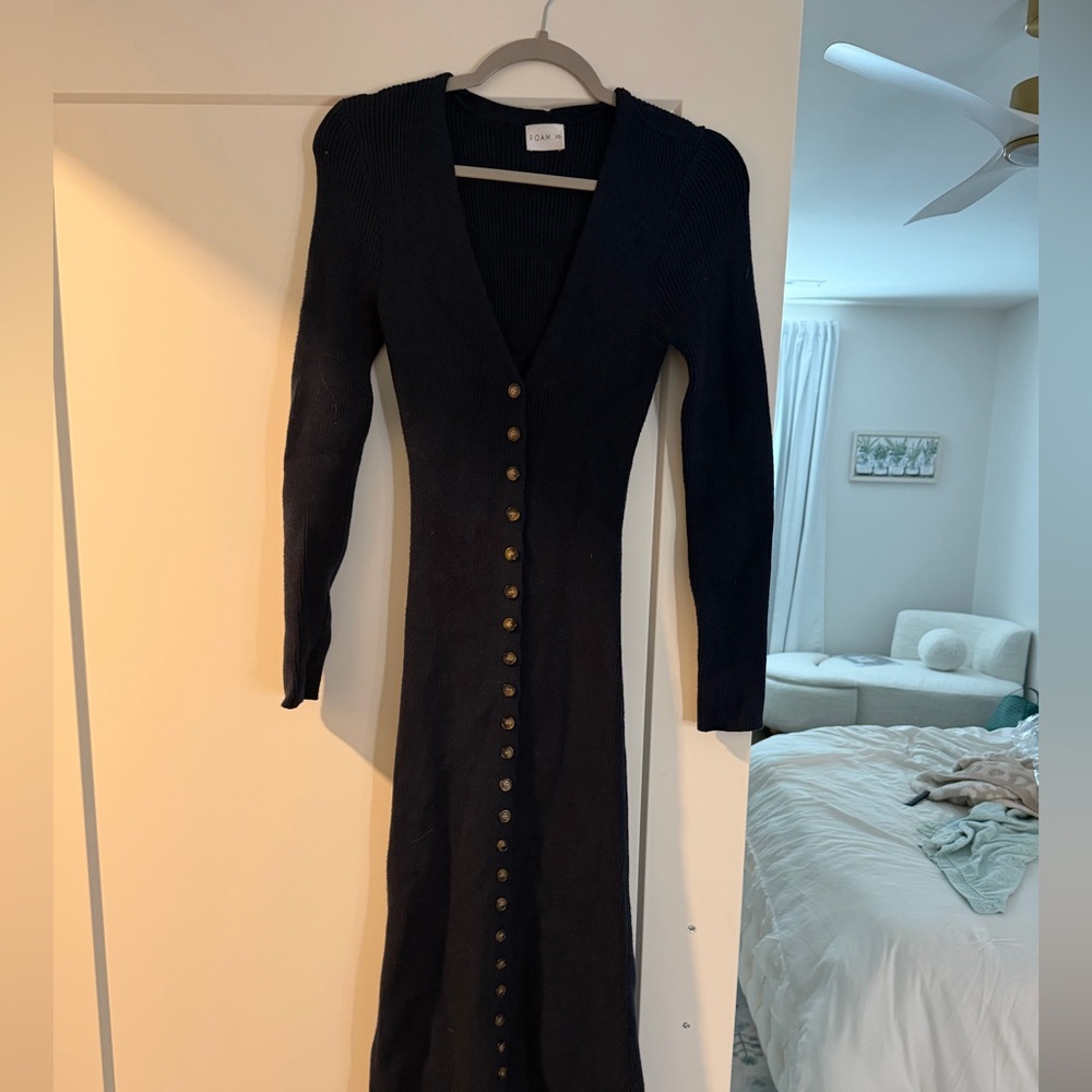 ROAM Black Long Sleeve Button Dress